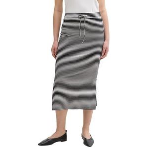 TOM TAILOR - Jersey Midi-rok - Wit Zwart Onregelmatige Streep - 32