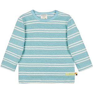 loud + proud Uniseks babystrepen met linnen, GOTS-gecertificeerd T-shirt, lagoon, 62/68 cm