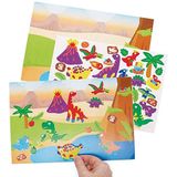 Baker Ross FC806 Dinosaurus Sticker Scene Kits - Set van 5 Kits, Zelfklevende Stickers voor Kinderen, Knutselen voor Kinderen, Stickers voor Kinderen
