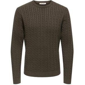 ONLY & SONS - ONSLOUI REG 12 - Gebreide Trui - Coffee Bean - Regular Fit