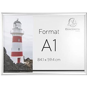 Exacompta - ref. 8194358D - 1 Aluminium muurlijst - A1 formaat - horizontaal of verticaal te gebruiken - schroeven en pluggen meegeleverd - Alu/Kristal