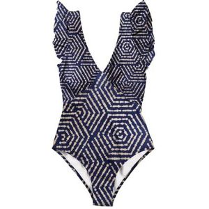 Averie Dames Plunge One Piece Zwempak, wit, XS