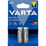 Varta Lithium AA Mignon LR6 Batterijen (verpakking met 2 stuks) - ideaal voor digitale camera speelgoed GPS-apparaten sport- en outdoor-toepassingen, aa mignon 2-pak, Zilver