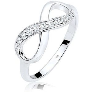 Elli Ring Dames Infinity Symbool Oneindigheid Trend met Zirkonia Kristallen in 925 Sterling Zilver