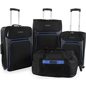 Nautica Seascape Collection 4-delige softside bagageset, Zwart/Blauw, Seascape Collection 4-delige softside bagageset