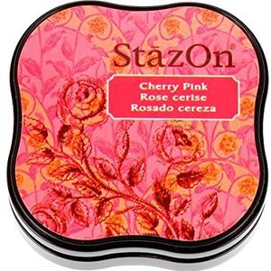 Tsukineko Stazon Midi stempelkussen, Cherry Pink, synthetisch materiaal, 5,8 x 5,8 x 1,5 cm