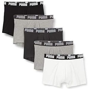 PUMA Herenboxershort ondergoed (set van 5), wit/grijs/zwart, L