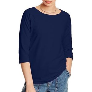 Hanes Dames T-shirt met ronde hals en raglanmouwen van rekbaar katoen, Donkerblauw, M