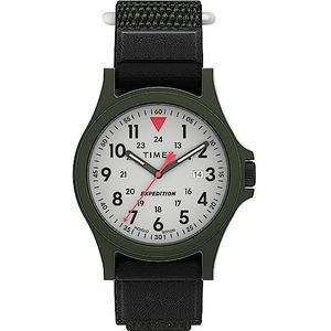 Timex Mannen Analoog Horloge Met Een Stoffen Band Expeditie Acadia, Zwart, Stijlvol