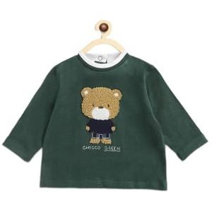 Chicco, T-shirt van katoen met lange mouwen, Kind 0-24, Groen (890), 6 maanden