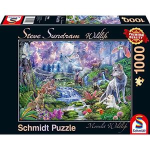 Schmidt Spiele 59963 Wildlife, wilde dieren in het maanlicht, puzzel van 1000 stukjes