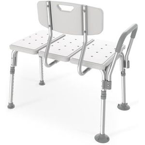 EMKE Douchestoel met afneembare rugleuning en armleuning, antislip, in hoogte verstelbaar, badkuipstoel, douchekruk voor senioren, zwangere vrouwen, kinderen