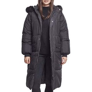 Urban Classics Damesjas, oversized, imitatiebont, puffer coat, zwart (blk/blk 00017)., 3XL