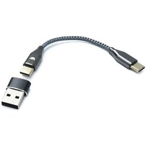 SYSTEM-S Audio decoder kabel 10 cm USB 3.1 type C stekker naar stekker gevlochten adapter voor DAC of AMP