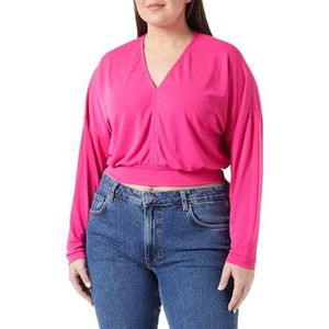 faina Dames cropped shirt met lange mouwen 19526756, roze, XL, roze, XL