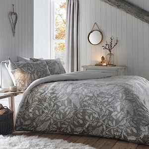 Dreams & Drapes Lodge - Woodland Owls - Fleece Dekbedovertrek Set - Super-King Bed Size in Salie