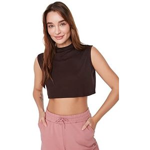 Trendyol Dames donkerbruine oogst gebreide blouse blouse, donkerbruin, medium