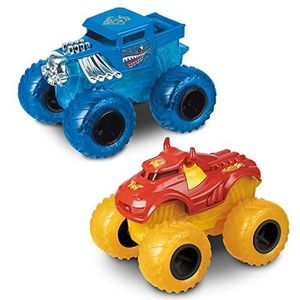 Mondo Motors - Hot Wheels Double SMASH - Set van 2 licht en geluid machines met teruglading voor kinderen - Bone Shaker, Rev Tred, 51235, blauw/rood