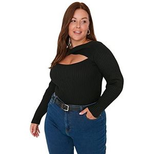 Trendyol Vrouwen Choker hoge hals Plain Regular Plus Size Sweater Sweater, Zwart, 5XL, Zwart, 5XL grote maten
