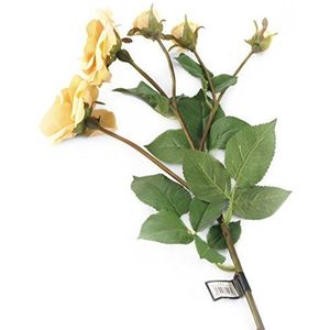 Floral Elegance Kunstmatige 87cm Enkele Stam Gouden Geel en Roze Getipt Spray Rose Bloemen x 12