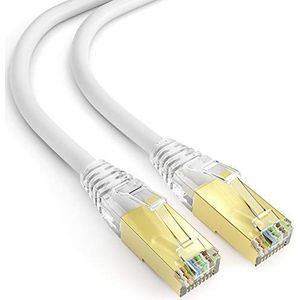 mumbi LAN-kabel 1,5 m CAT 8 netwerkkabel afgeschermd F/FTP CAT8 Ethernet-kabel patchkabel RJ45 1,5 meter, wit