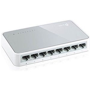 TP-Link TL-SF1008D Snelle Ethernet/Netwerk/Lan-switch met 8 poorten (10/100 Mbps, automatische snelheid en duplexaanpassing, Plug and Play, Auto MDI/MDIX, Zonder ventilator) Wit