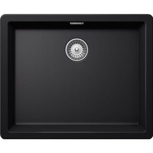SCHOCK | Keukenspoelbak Galaxy 1 met haken onder de gootsteen inbegrepen, materiaal ®Cristadur, puur zwart, 530 x 430 mm