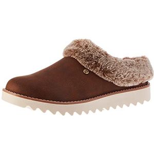 Skechers Dames Mountain Kiss Winter Rock Slipper, Bruine Microleather Faux Fur Trim, 39 EU