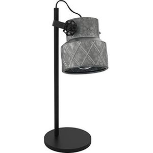 EGLO Hilcott Tafellamp, 1-lichts, vintage tafellamp van staal, woonkamerlamp in zwart, gegalvaniseerd, met schakelaar, E27 fitting