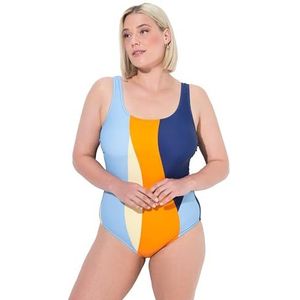 Ulla Popken - Badpak - Crème Lichtblauw Donkerblauw Oranje - Soft Cup Bustier