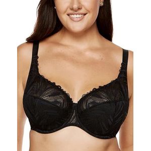 Gorteks Lingerie Eclipse-B3 half gevoerde beha van kant, comfort beha dames met beugel, grote maten damesondergoed, beha voor grote en kleine borsten - 85B, zwart, zwart, 85B