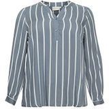 KAFFE CURVE Blouse 'Sida'  duifblauw / wit