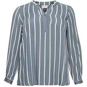 KAFFE CURVE Blouse 'Sida'  duifblauw / wit