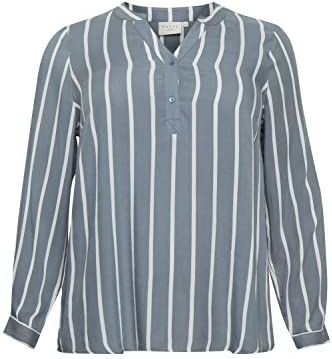 KAFFE CURVE Blouse 'Sida'  duifblauw / wit