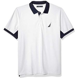 Nautica Poloshirt voor heren, klassiek fit, korte mouwen, performance pique poloshirt, Helder wit, XL