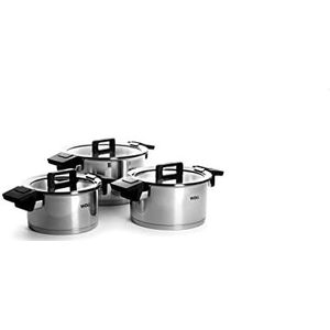 Woll Concept 6-delige pannenset, inductief, geschikt voor alle warmtebronnen, roestvrij staal, ovenvast tot 200°, zilver