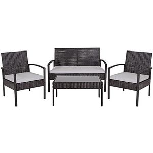 Flash Furniture Aransas Series Patio stalen frame en kussens, hars, zwart, 4-delige set