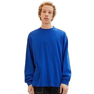 TOM TAILOR Denim Basic herenshirt met lange mouwen in relaxed fit, 14531-glanzend koningsblauw, L