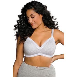 Ulla Popken, Dames, grote maten, beha, zachte schaal zonder beugel, grijs melange, 95D