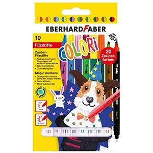 Eberhard Faber 551010 - Colori magic viltstiften in 10 kleuren, met dikke verf- en witte magic punt, uitwasbaar, in kartonnen doosje, voor decoreren, tekenen, knutselen en schrijven