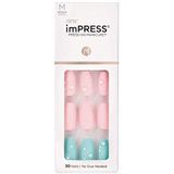 KISS imPRESS Press-On Manicure, Dauwdruppel, Medium length vierkant, met PureFit-technologie, inclusief Prep Pad, Mini File, Cuticle Stick en 30 Fake Nails