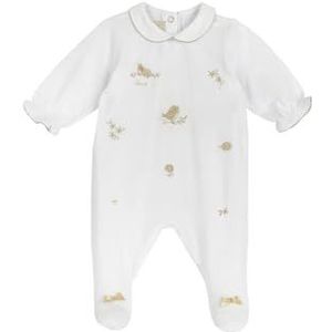 Chicco Romper van stof, met opening op de rug, voor jongens en meisjes, wit (2), 9 Maanden