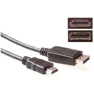 ACT AK3990 DisplayPort HDMI-videokabel adapter 1,8 m zwart - 1,8 m DisplayPort, HDMI, stekker, zwart