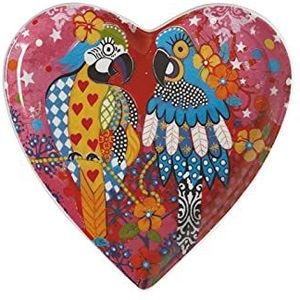 Maxwell & Williams Love Hearts Hartvormig Ontbijtbord met Ararasmotief, Porseleinen Gebaksbordje in Geschenkverpakking, Roze, 15,5 Centimeter