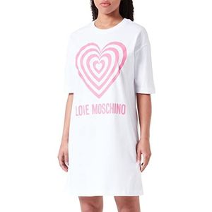 Love Moschino Dames Short-Sleeved ape Comfort Fit Jurk, wit (optical white), 44