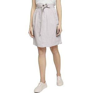 TOM TAILOR Dames rok met hoge taille van linnen 1025864, 27037 - Offwhite Thin Stripe Woven, 34