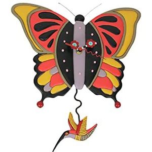 Allen Designs Flutterby Decoratieve wandklok in de vorm van een vlinder van kunsthars