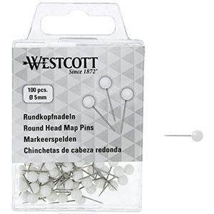 WESTCOTT ronde kopnaalden, 100 stuks, 5 mm diameter, 16 mm lang, wit, E-10501 00