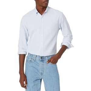 Amazon Essentials Heren Regular-Fit Oxford Shirt met lange mouwen, blauwe streep, medium