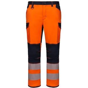 VELILLA 303010S Stretchbroek met kniebeschermers, gesegmenteerde band, marineblauw en neonoranje, maat 2XL, marineblauw en neonoranje, XXL